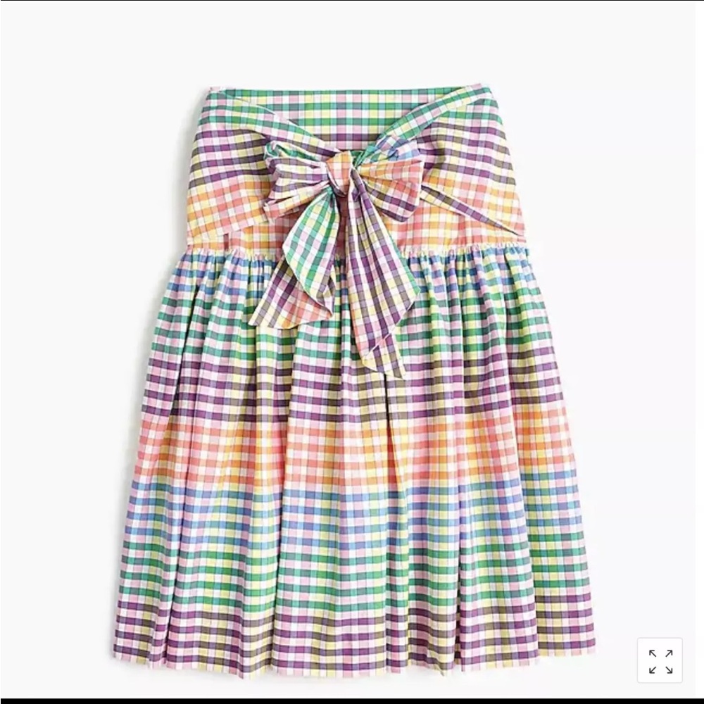 J.Crew tie front rainbow gingham skirt size 4